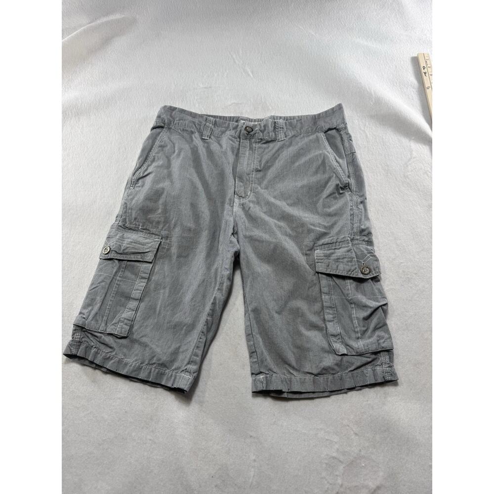 BKE Vintage Cargo Shorts Men’s 33 Gray Striped Utility Pocket